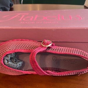 Flabelus Red Mesh Mary Jane Flats